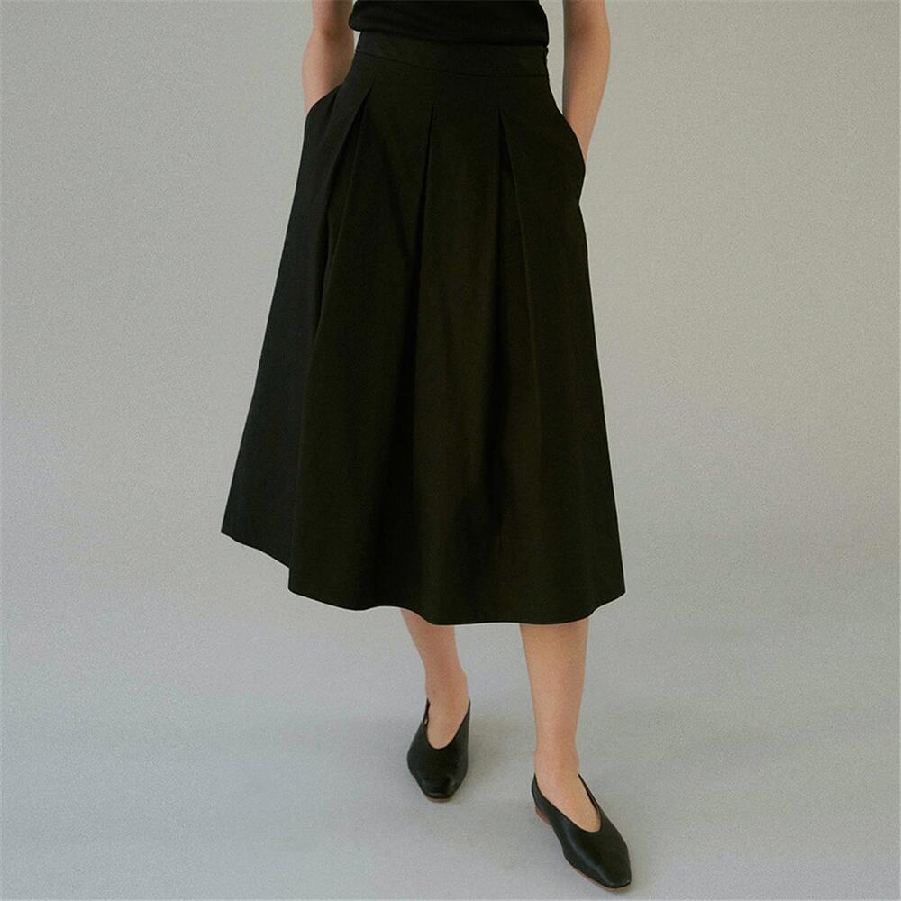 [블랭크03] cotton pleats skirt (black)