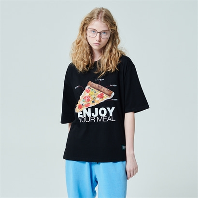 [홀리넘버7] 피자 캠페인 티셔츠_블랙