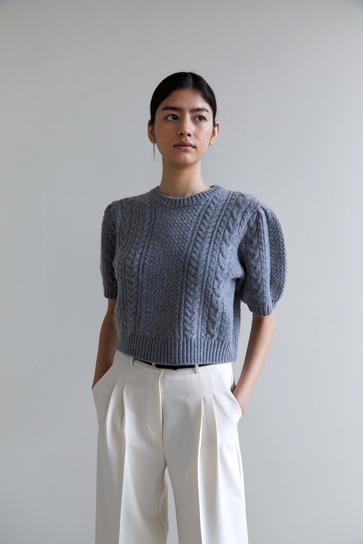 [블리온느] Cable crop knit (2colors)