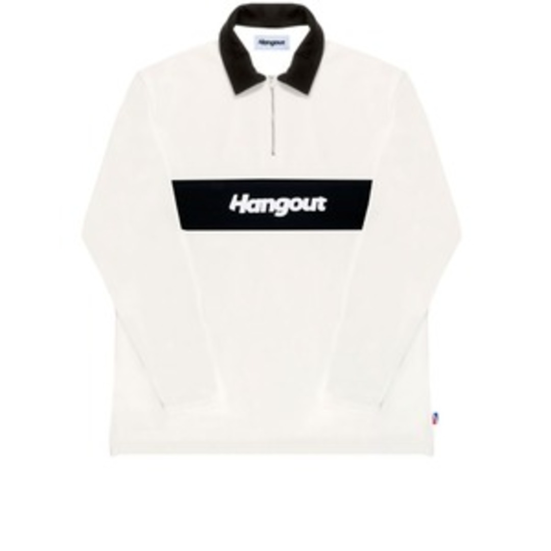 [행아웃] Long sleeve Polo Shirt Black Collar (Off White)
