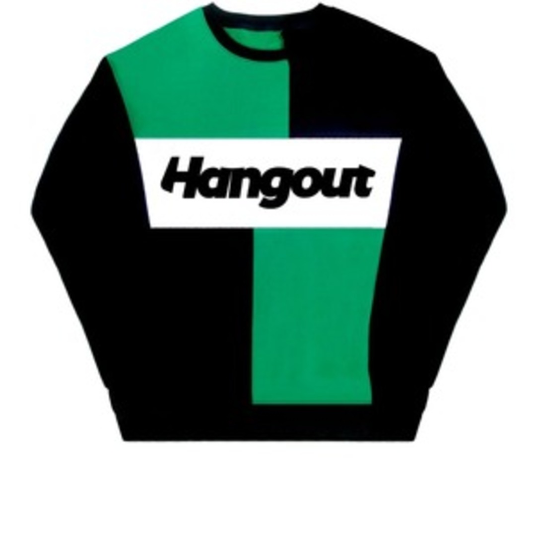[행아웃] Divided Black And Green Reflective Vertical Logo Sweatshirt (Black/Green)