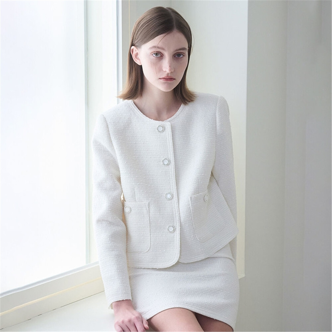 [누브] Tweed Stitch Jacket - Ivory