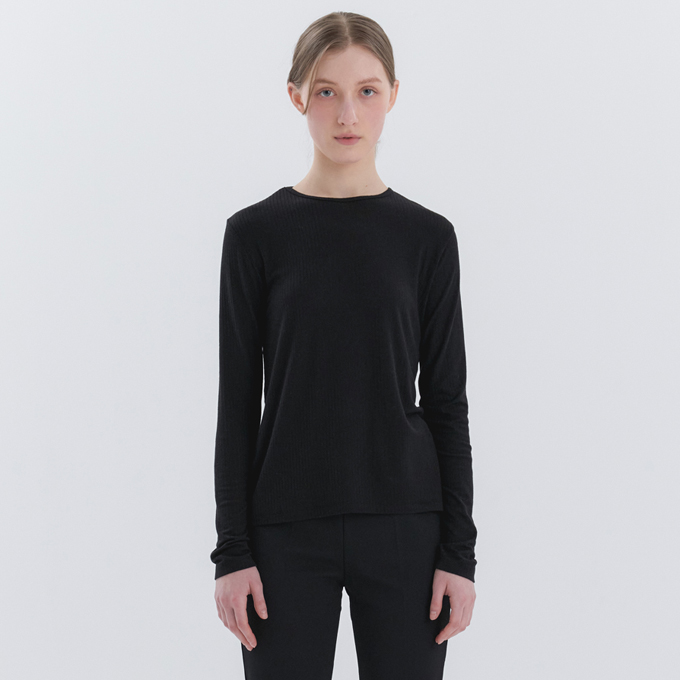 [위티앤험블] Tencel Ribbed Long-sleeved T-shirt (Black)