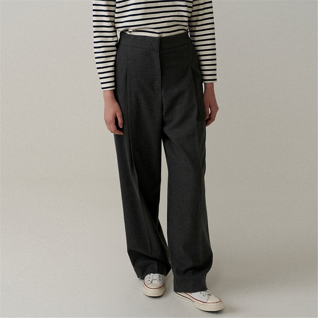 [블랭크03] two-way wool tuck pants (charcoal)