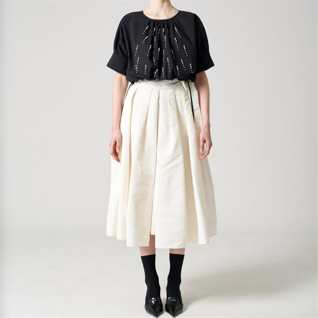 [폴앤컴퍼니] Milano Re-Nylon full Pleated white skirt
