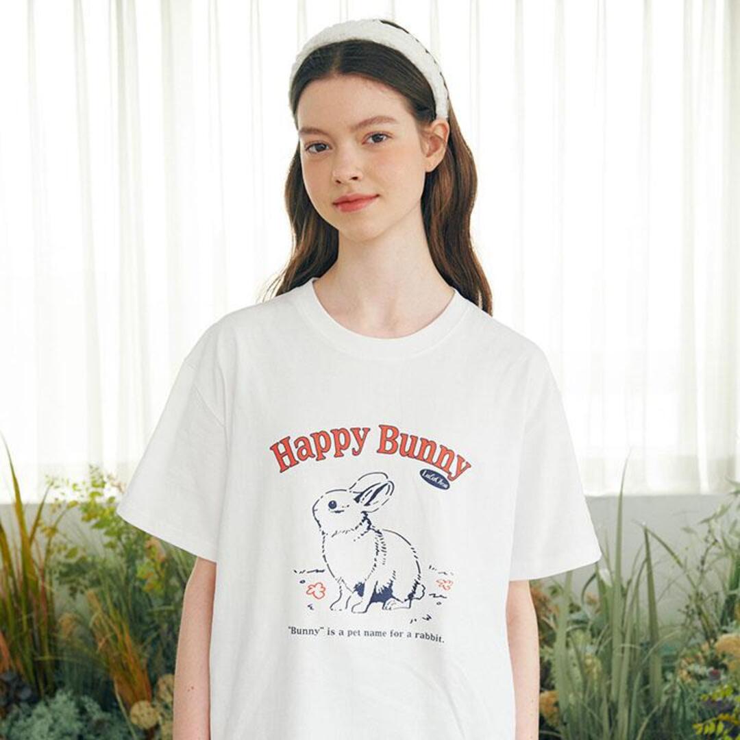 [루루슈] Happy Bunny T-shirt - WHITE
