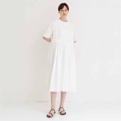 [노타] side unbalance string long dress_white