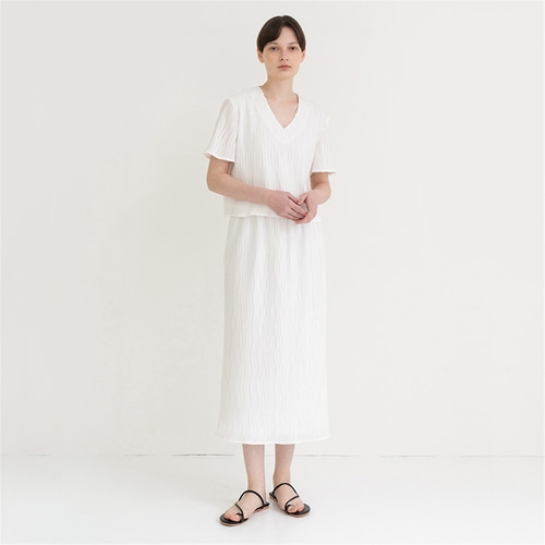 [노타] wrinkle wave skirt_white