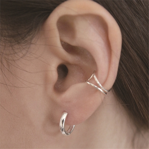 [티오유] Unbalance delicate line layered earring earcuff set_2SET_TN047_Silver925