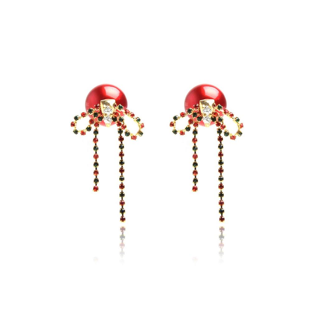 [티오유] Holiday cubic ribbon pearl earring_TGH009