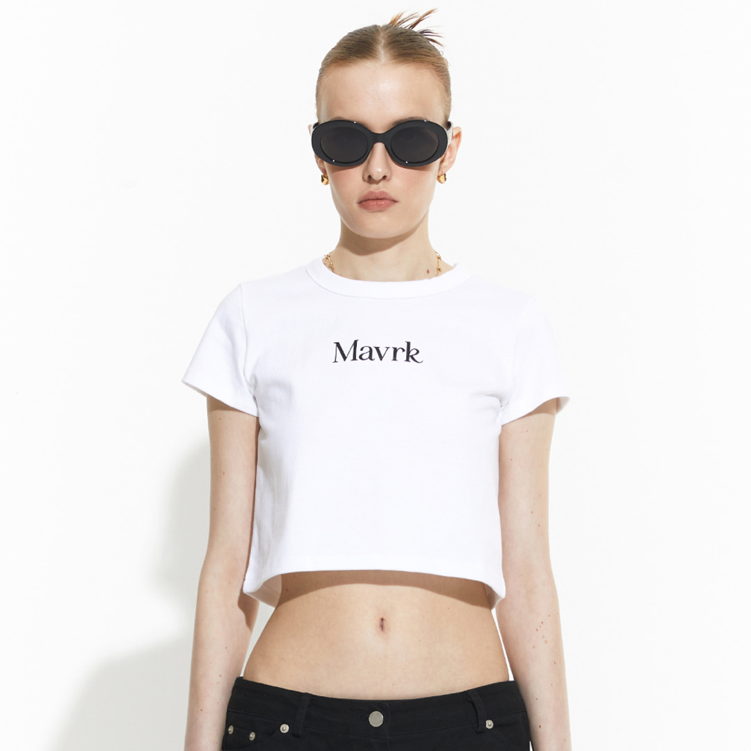 [매버릭] M-로고 크롭 티셔츠 화이트
