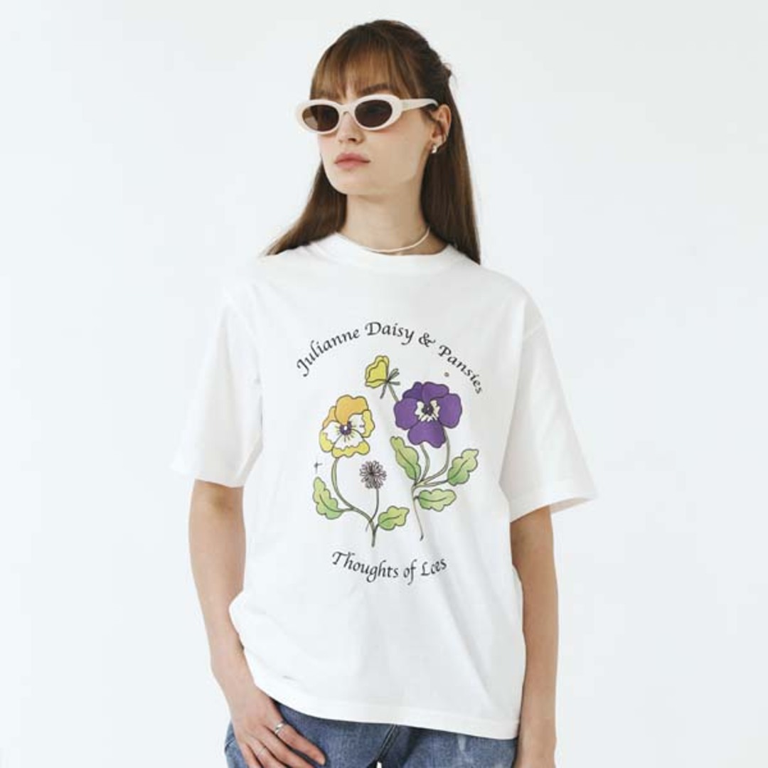 [줄리앤데이지] Pansie Flower Digital Printing T-shirt_White