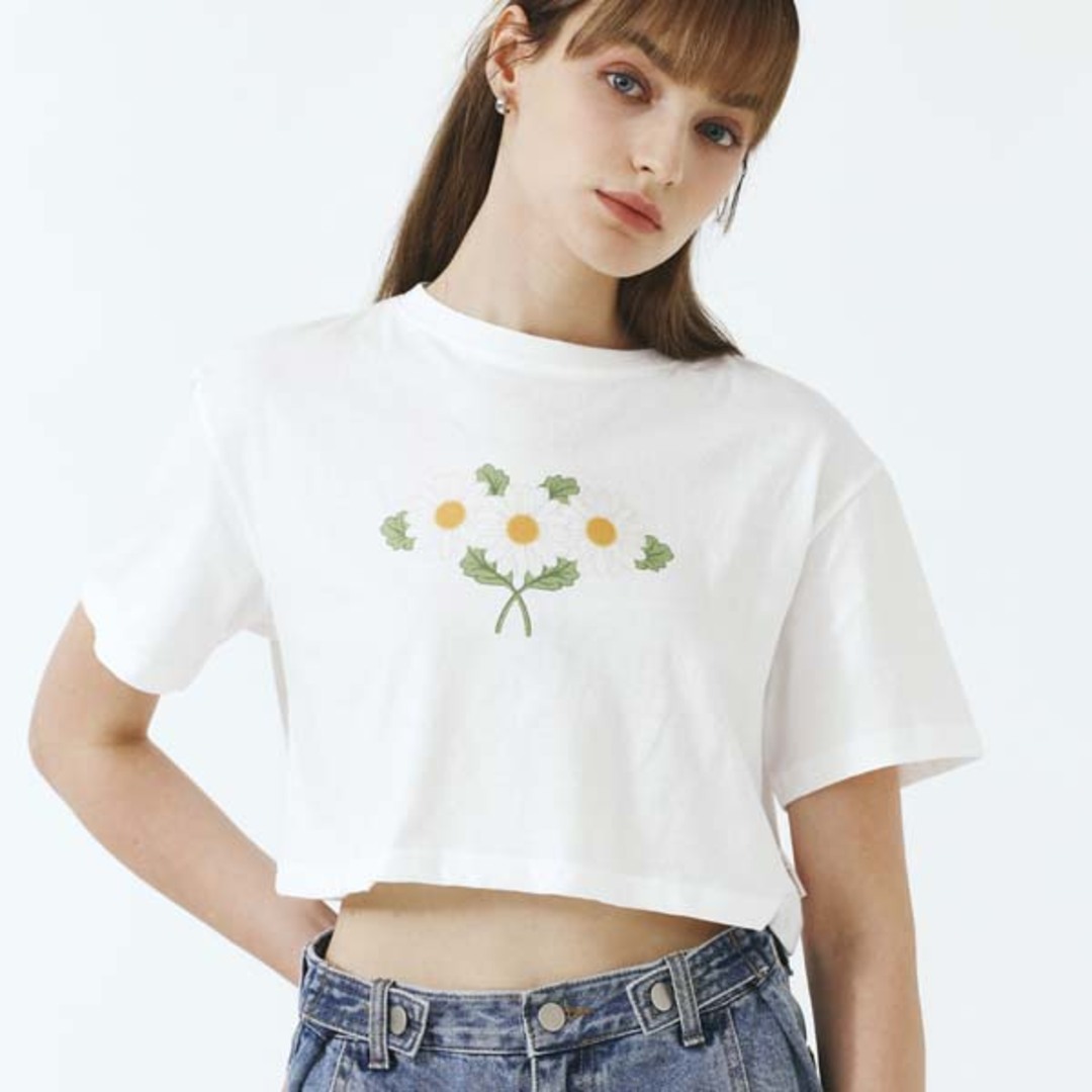 [줄리앤데이지] Tripple Daisy Cropped T-shirt_White