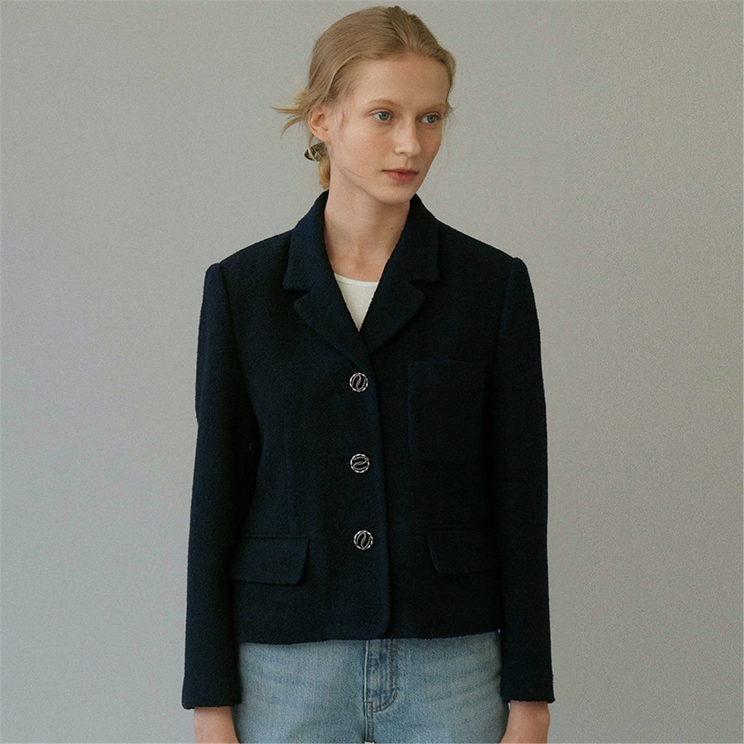 [블랭크03] cropped tweed jacket (navy)