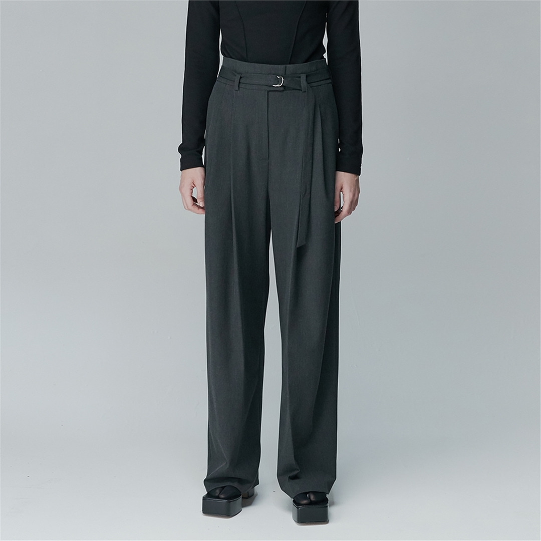 [N][리이] D RING BELTED TROUSERS DY