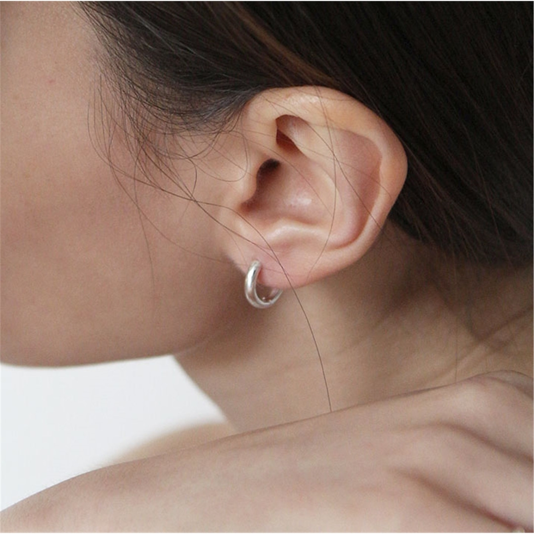 [티오유] Basic sleek round semi bold earring_TN025_Silver925