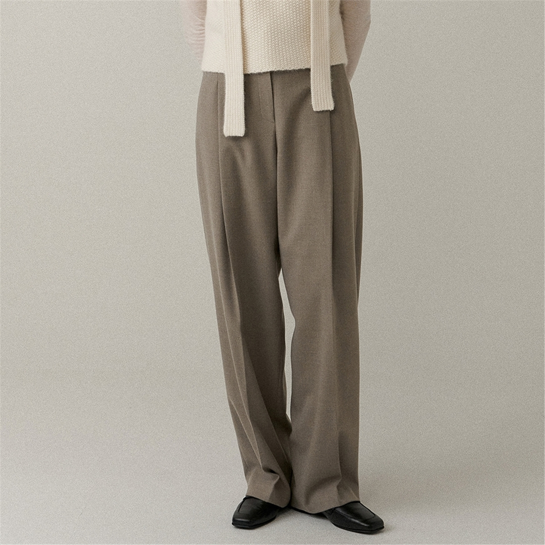 [블랭크03] two-way wool tuck pants (melange beige)
