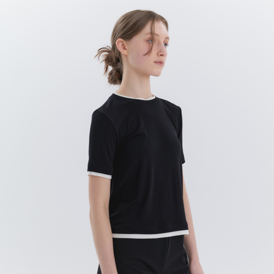 [위티앤험블] Layered Short-Sleeved T-Shirt (Black)