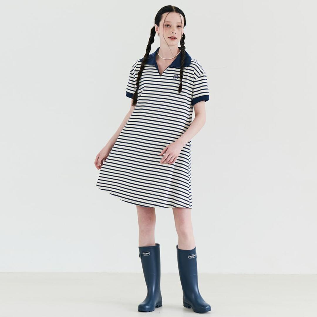 [메타퍼] MET Stripe Collar Summer Dress Navy