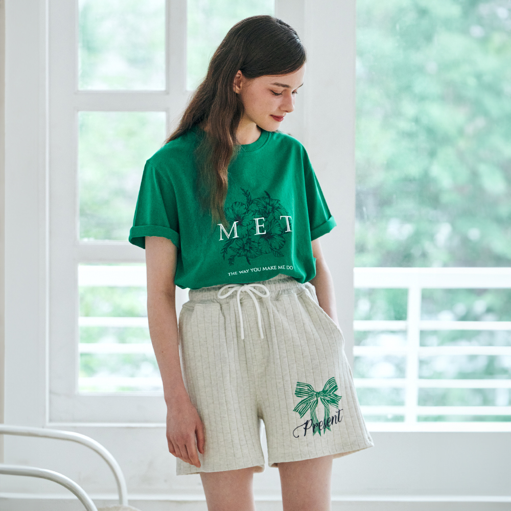 [메타퍼] MET Summer Knit Ribbon Pants Oatmeal