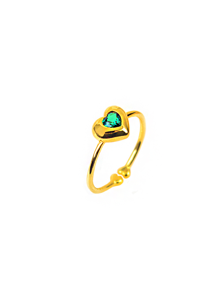 [소수] Silver925 Heart Green Crystal Ring 하트 그린 크리스탈 반지